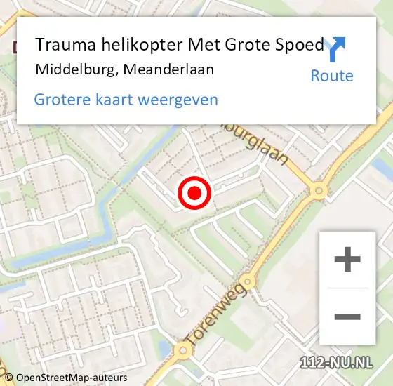 Locatie op kaart van de 112 melding: Trauma helikopter Met Grote Spoed Naar Middelburg, Meanderlaan op 9 januari 2022 12:07