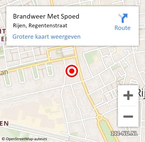 Locatie op kaart van de 112 melding: Brandweer Met Spoed Naar Rijen, Regentenstraat op 9 januari 2022 12:11