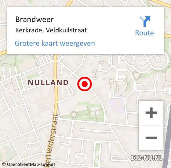 Locatie op kaart van de 112 melding: Brandweer Kerkrade, Veldkuilstraat op 4 juli 2014 18:56