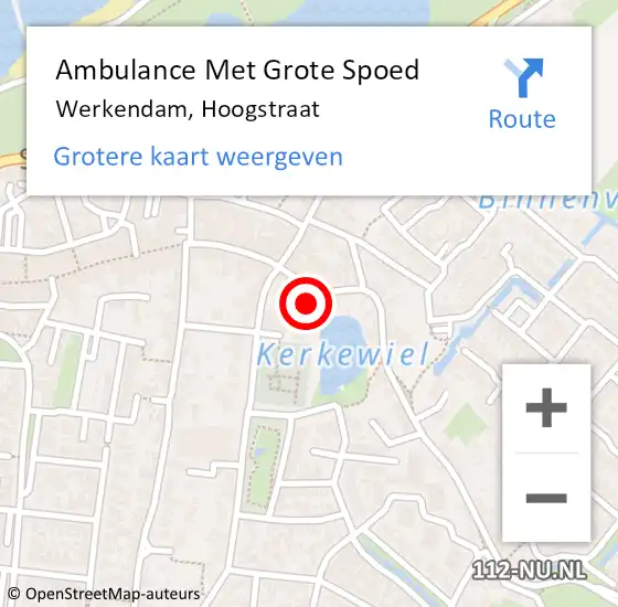 Locatie op kaart van de 112 melding: Ambulance Met Grote Spoed Naar Werkendam, Hoogstraat op 9 januari 2022 13:31