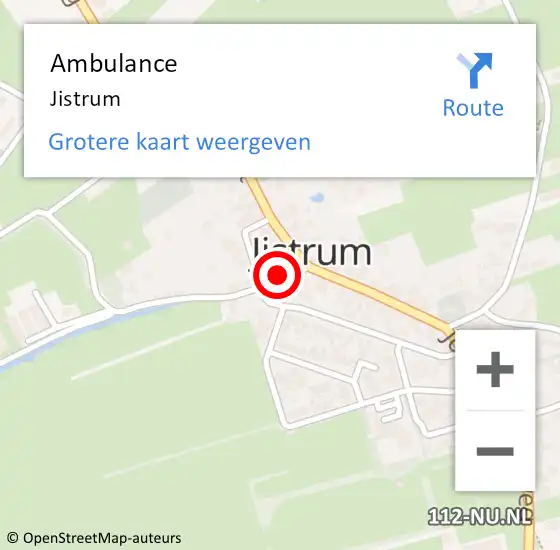 Locatie op kaart van de 112 melding: Ambulance Jistrum op 9 januari 2022 13:33