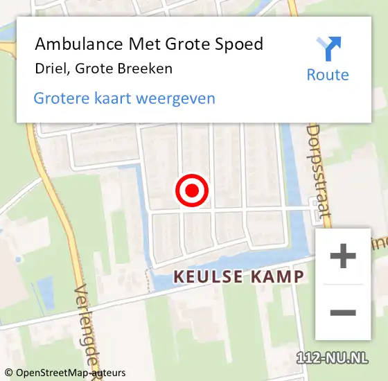 Locatie op kaart van de 112 melding: Ambulance Met Grote Spoed Naar Driel, Grote Breeken op 9 januari 2022 13:50