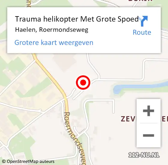 Locatie op kaart van de 112 melding: Trauma helikopter Met Grote Spoed Naar Haelen, Roermondseweg op 9 januari 2022 14:14