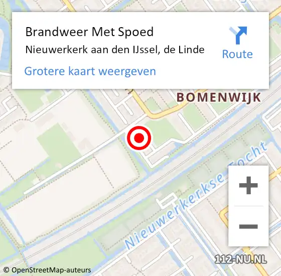 Locatie op kaart van de 112 melding: Brandweer Met Spoed Naar Nieuwerkerk aan den IJssel, de Linde op 9 januari 2022 14:18