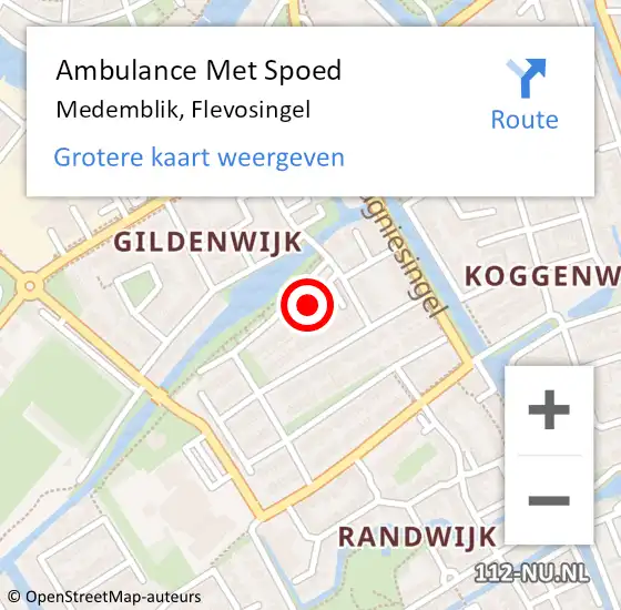 Locatie op kaart van de 112 melding: Ambulance Met Spoed Naar Medemblik, Flevosingel op 9 januari 2022 14:51