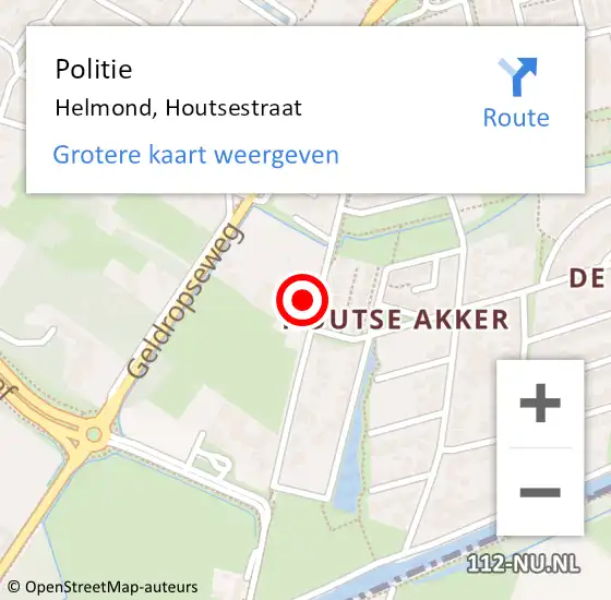 Locatie op kaart van de 112 melding: Politie Helmond, Houtsestraat op 9 januari 2022 15:32