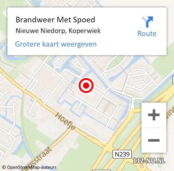 Locatie op kaart van de 112 melding: Brandweer Met Spoed Naar Nieuwe Niedorp, Koperwiek op 9 januari 2022 15:49