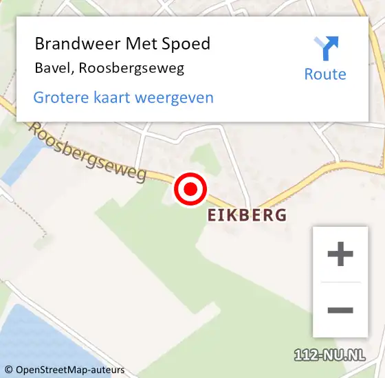 Locatie op kaart van de 112 melding: Brandweer Met Spoed Naar Bavel, Roosbergseweg op 9 januari 2022 15:55