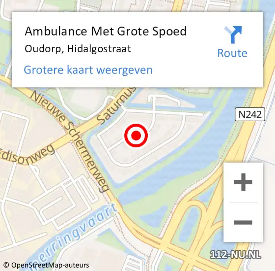 Locatie op kaart van de 112 melding: Ambulance Met Grote Spoed Naar Oudorp, Hidalgostraat op 9 januari 2022 16:03