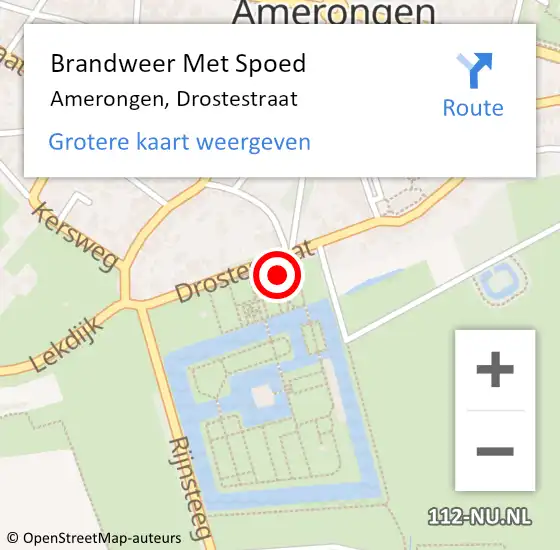 Locatie op kaart van de 112 melding: Brandweer Met Spoed Naar Amerongen, Drostestraat op 9 januari 2022 16:12