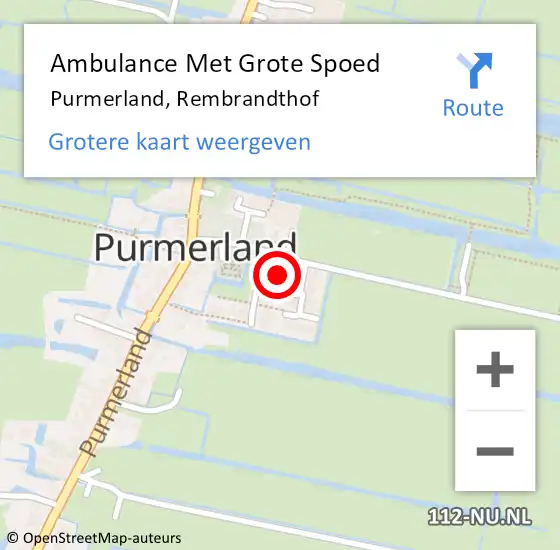Locatie op kaart van de 112 melding: Ambulance Met Grote Spoed Naar Purmerland, Rembrandthof op 9 januari 2022 16:20