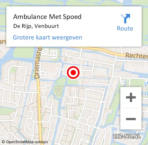 Locatie op kaart van de 112 melding: Ambulance Met Spoed Naar De Rijp, Venbuurt op 4 juli 2014 19:12