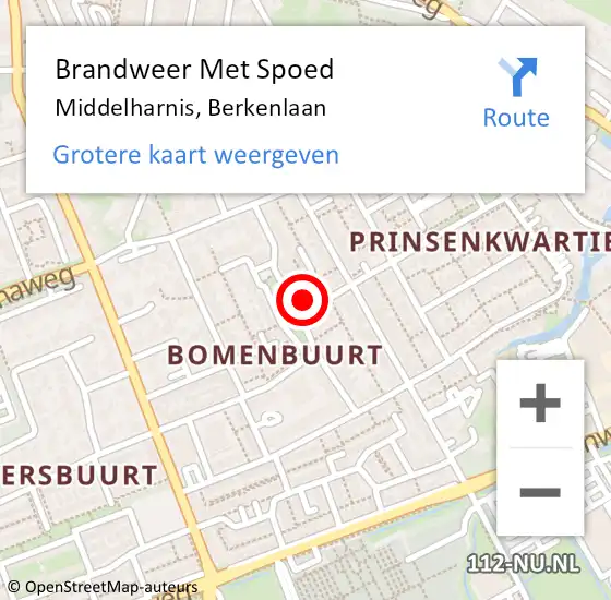 Locatie op kaart van de 112 melding: Brandweer Met Spoed Naar Middelharnis, Berkenlaan op 9 januari 2022 16:56