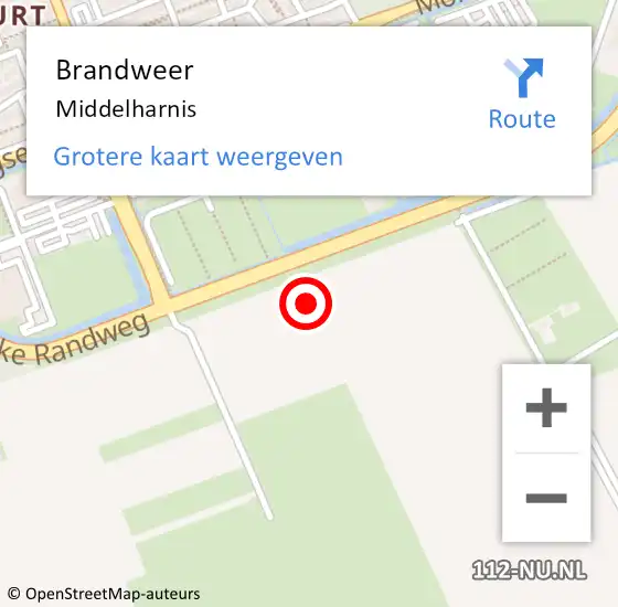 Locatie op kaart van de 112 melding: Brandweer Middelharnis op 9 januari 2022 16:59