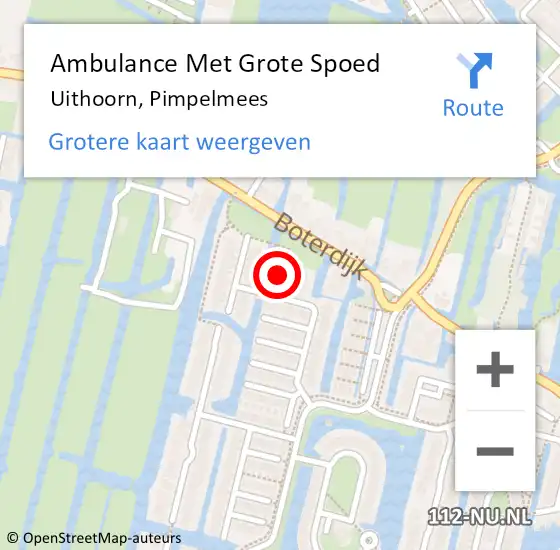 Locatie op kaart van de 112 melding: Ambulance Met Grote Spoed Naar Uithoorn, Pimpelmees op 9 januari 2022 17:06