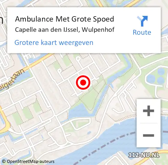 Locatie op kaart van de 112 melding: Ambulance Met Grote Spoed Naar Capelle aan den IJssel, Wulpenhof op 9 januari 2022 17:06