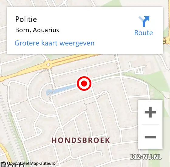 Locatie op kaart van de 112 melding: Politie Born, Aquarius op 9 januari 2022 17:15