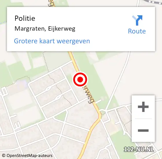 Locatie op kaart van de 112 melding: Politie Margraten, Eijkerweg op 9 januari 2022 17:45
