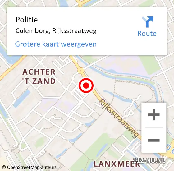 Locatie op kaart van de 112 melding: Politie Culemborg, Rijksstraatweg op 9 januari 2022 17:47