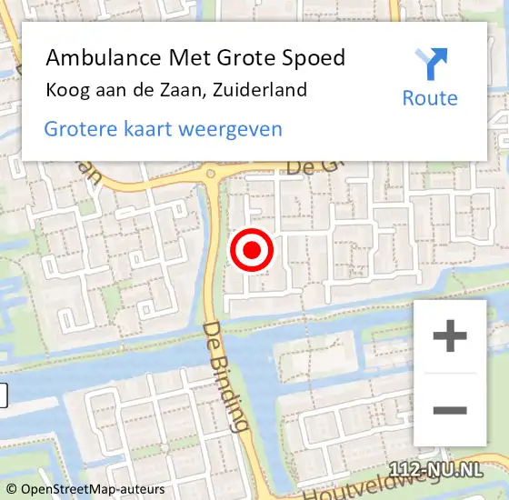 Locatie op kaart van de 112 melding: Ambulance Met Grote Spoed Naar Koog aan de Zaan, Zuiderland op 9 januari 2022 17:56