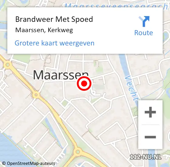 Locatie op kaart van de 112 melding: Brandweer Met Spoed Naar Maarssen, Kerkweg op 9 januari 2022 18:07