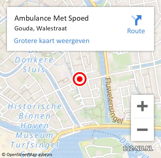 Locatie op kaart van de 112 melding: Ambulance Met Spoed Naar Gouda, Walestraat op 9 januari 2022 18:10