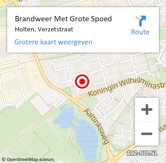 Locatie op kaart van de 112 melding: Brandweer Met Grote Spoed Naar Holten, Verzetstraat op 9 januari 2022 18:20