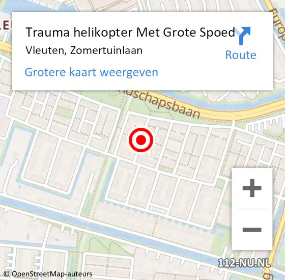 Locatie op kaart van de 112 melding: Trauma helikopter Met Grote Spoed Naar Vleuten, Zomertuinlaan op 9 januari 2022 18:22