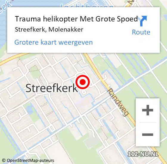 Locatie op kaart van de 112 melding: Trauma helikopter Met Grote Spoed Naar Streefkerk, Molenakker op 9 januari 2022 18:26