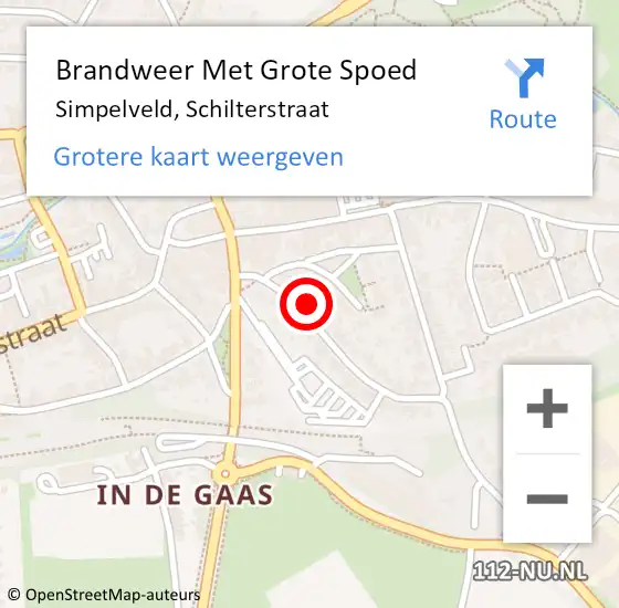 Locatie op kaart van de 112 melding: Brandweer Met Grote Spoed Naar Simpelveld, Schilterstraat op 9 januari 2022 19:28