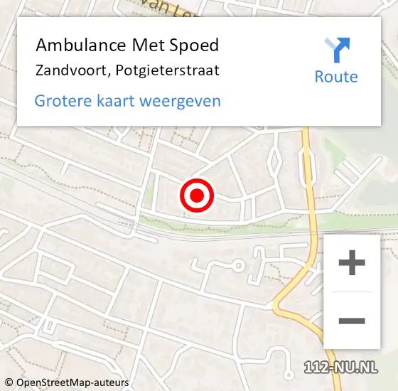 Locatie op kaart van de 112 melding: Ambulance Met Spoed Naar Zandvoort, Potgieterstraat op 9 januari 2022 19:37