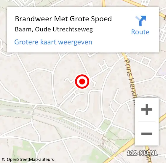 Locatie op kaart van de 112 melding: Brandweer Met Grote Spoed Naar Baarn, Oude Utrechtseweg op 9 januari 2022 19:42