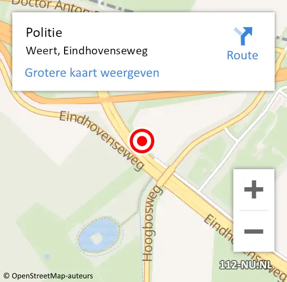 Locatie op kaart van de 112 melding: Politie Weert, Eindhovenseweg op 9 januari 2022 19:53