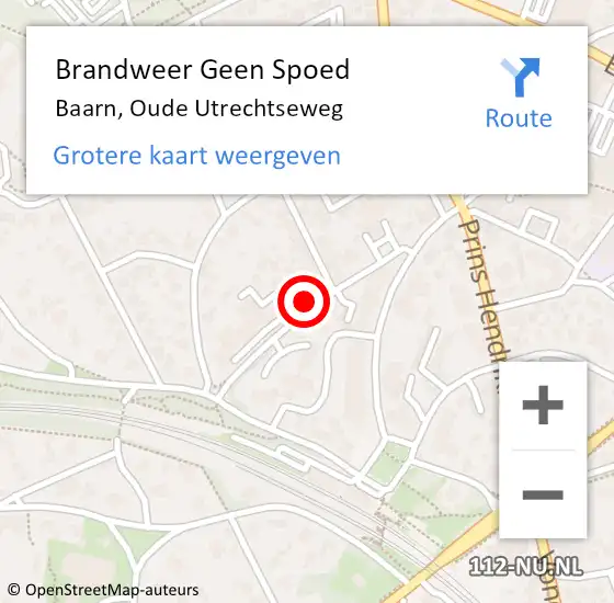 Locatie op kaart van de 112 melding: Brandweer Geen Spoed Naar Baarn, Oude Utrechtseweg op 9 januari 2022 19:55