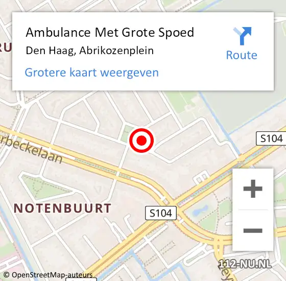 Locatie op kaart van de 112 melding: Ambulance Met Grote Spoed Naar Den Haag, Abrikozenplein op 9 januari 2022 20:19