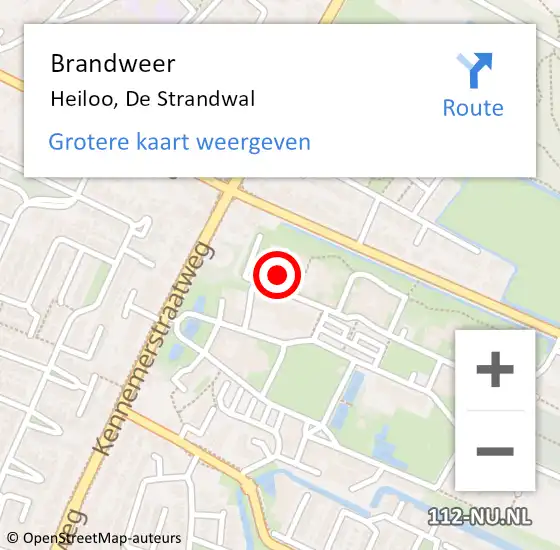 Locatie op kaart van de 112 melding: Brandweer Heiloo, De Strandwal op 4 juli 2014 19:33