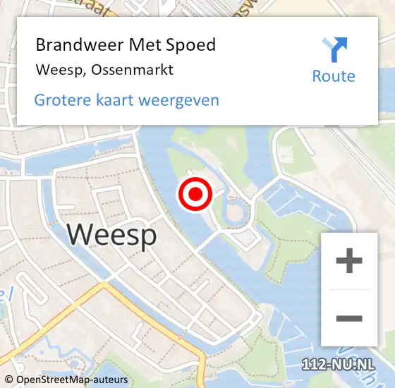 Locatie op kaart van de 112 melding: Brandweer Met Spoed Naar Weesp, Ossenmarkt op 9 januari 2022 20:38