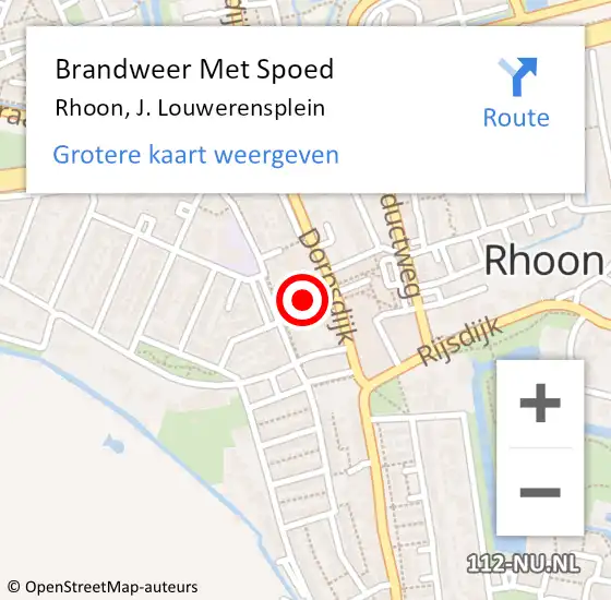 Locatie op kaart van de 112 melding: Brandweer Met Spoed Naar Rhoon, J. Louwerensplein op 9 januari 2022 20:48