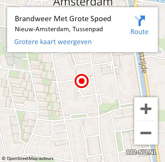 Locatie op kaart van de 112 melding: Brandweer Met Grote Spoed Naar Nieuw-Amsterdam, Tussenpad op 9 januari 2022 20:52