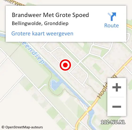 Locatie op kaart van de 112 melding: Brandweer Met Grote Spoed Naar Bellingwolde, Gronddiep op 9 januari 2022 21:03