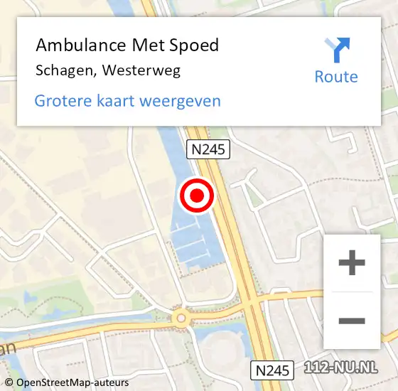 Locatie op kaart van de 112 melding: Ambulance Met Spoed Naar Schagen, Westerweg op 9 januari 2022 21:07