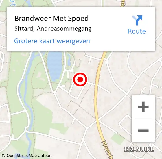 Locatie op kaart van de 112 melding: Brandweer Met Spoed Naar Sittard, Andreasommegang op 9 januari 2022 21:30