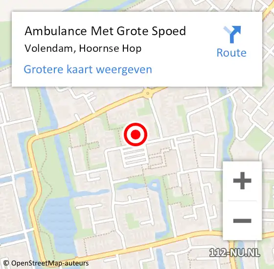 Locatie op kaart van de 112 melding: Ambulance Met Grote Spoed Naar Volendam, Hoornse Hop op 9 januari 2022 21:45