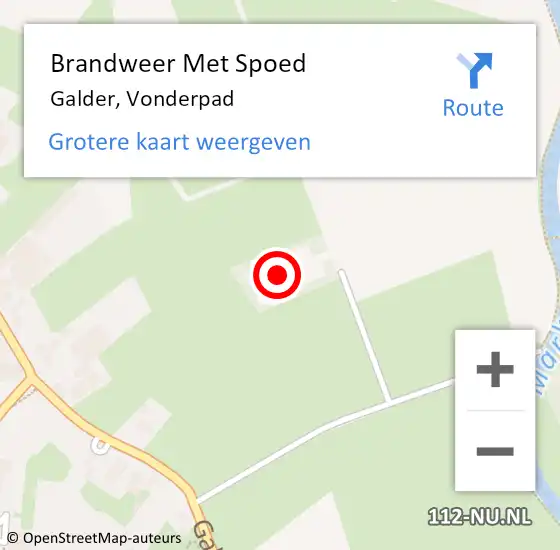 Locatie op kaart van de 112 melding: Brandweer Met Spoed Naar Galder, Vonderpad op 9 januari 2022 22:02