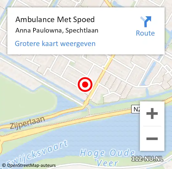 Locatie op kaart van de 112 melding: Ambulance Met Spoed Naar Anna Paulowna, Spechtlaan op 9 januari 2022 22:16