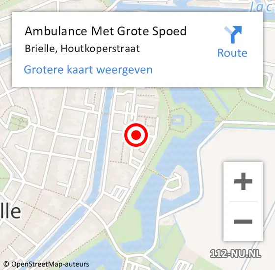 Locatie op kaart van de 112 melding: Ambulance Met Grote Spoed Naar Brielle, Houtkoperstraat op 9 januari 2022 22:32