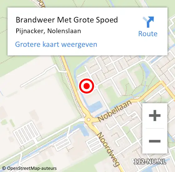 Locatie op kaart van de 112 melding: Brandweer Met Grote Spoed Naar Pijnacker, Nolenslaan op 9 januari 2022 23:20