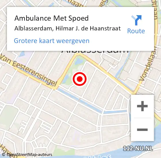 Locatie op kaart van de 112 melding: Ambulance Met Spoed Naar Alblasserdam, Hilmar J. de Haanstraat op 9 januari 2022 23:30