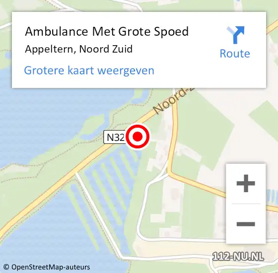 Locatie op kaart van de 112 melding: Ambulance Met Grote Spoed Naar Appeltern, Noord Zuid op 9 januari 2022 23:50