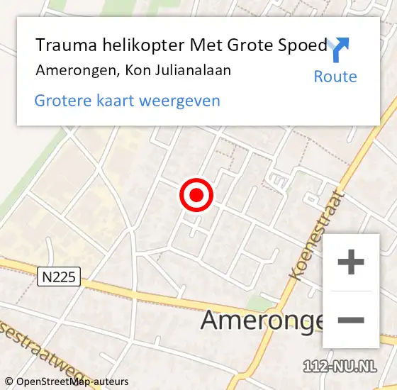 Locatie op kaart van de 112 melding: Trauma helikopter Met Grote Spoed Naar Amerongen, Kon Julianalaan op 10 januari 2022 00:03